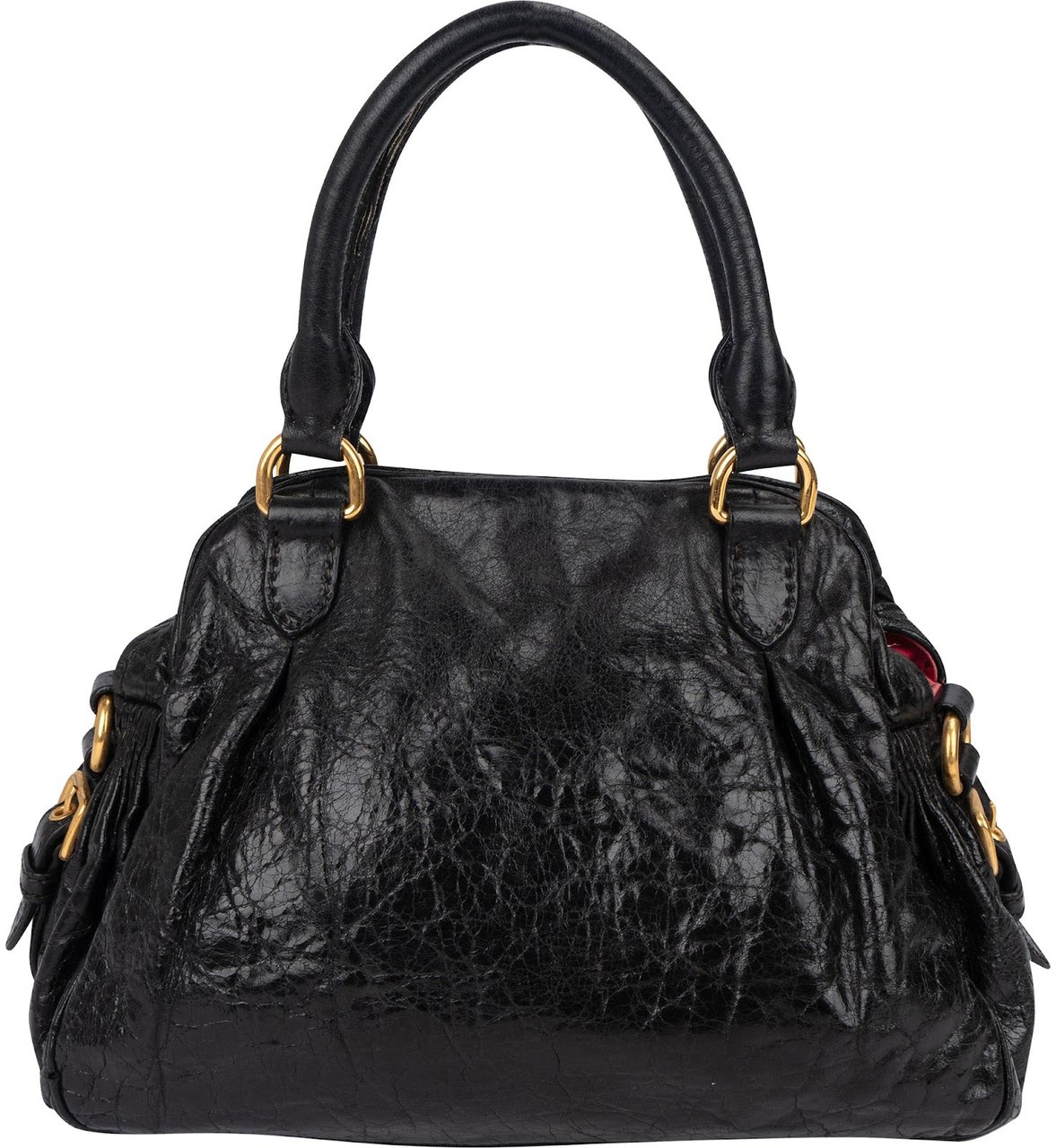 Miu Miu Vitello Lux Small Padlock Handbag Zwart