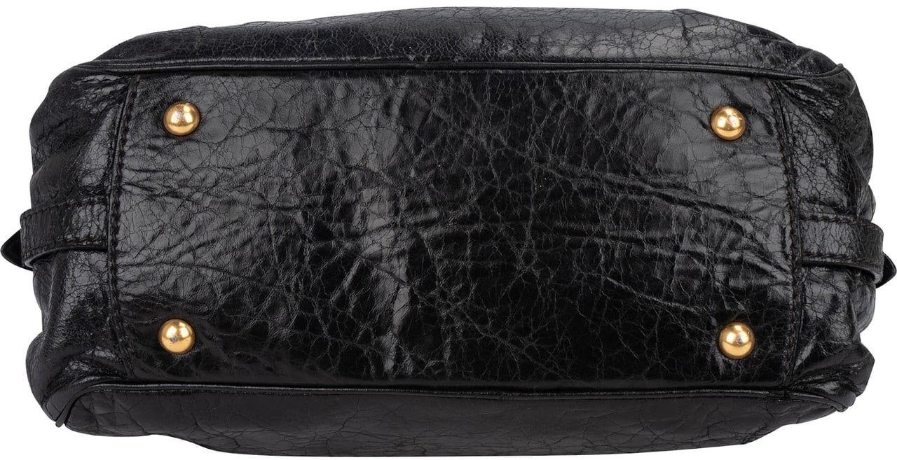 Miu Miu Vitello Lux Small Padlock Handbag Zwart