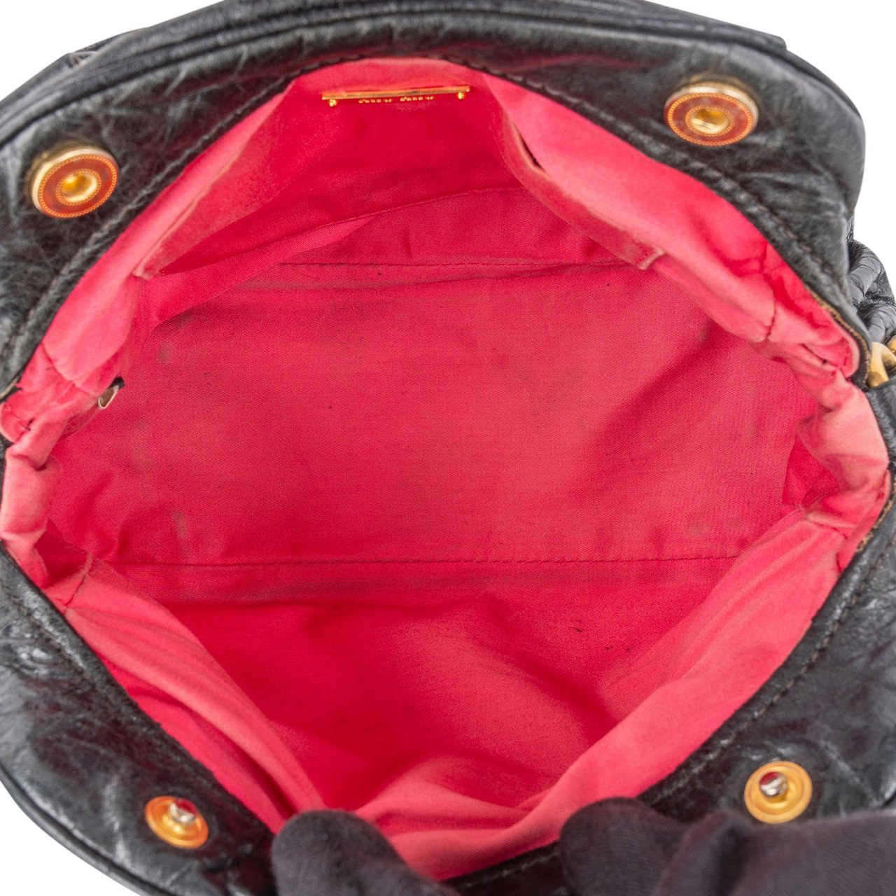 Miu Miu Vitello Lux Small Padlock Handbag Zwart