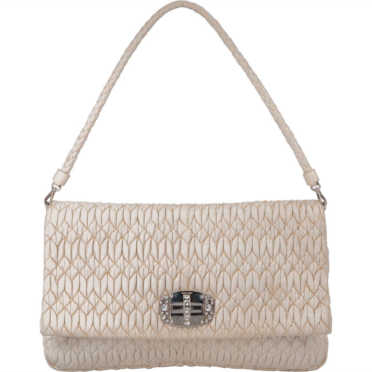Miu Miu Miu Miu Quilted Leather Crystal Shoulder Flap Bag Divers