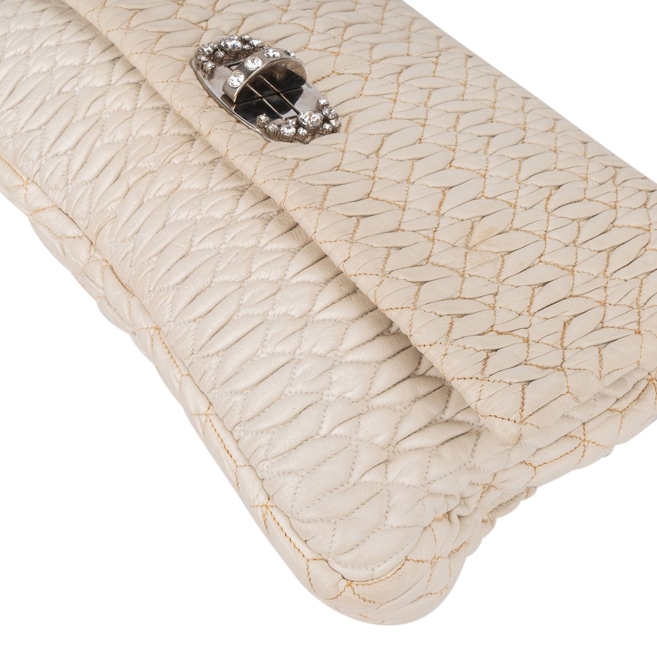 Miu Miu Miu Miu Quilted Leather Crystal Shoulder Flap Bag Divers