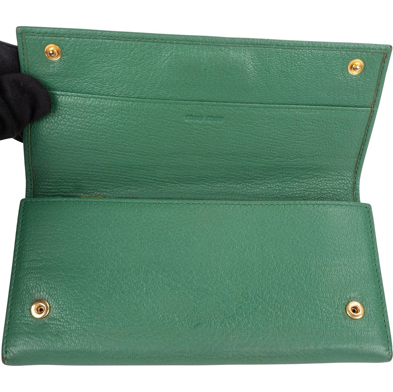 Miu Miu Green Leather Continental Wallet Groen
