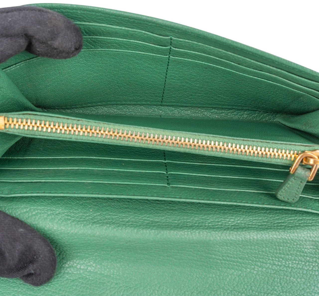 Miu Miu Green Leather Continental Wallet Groen