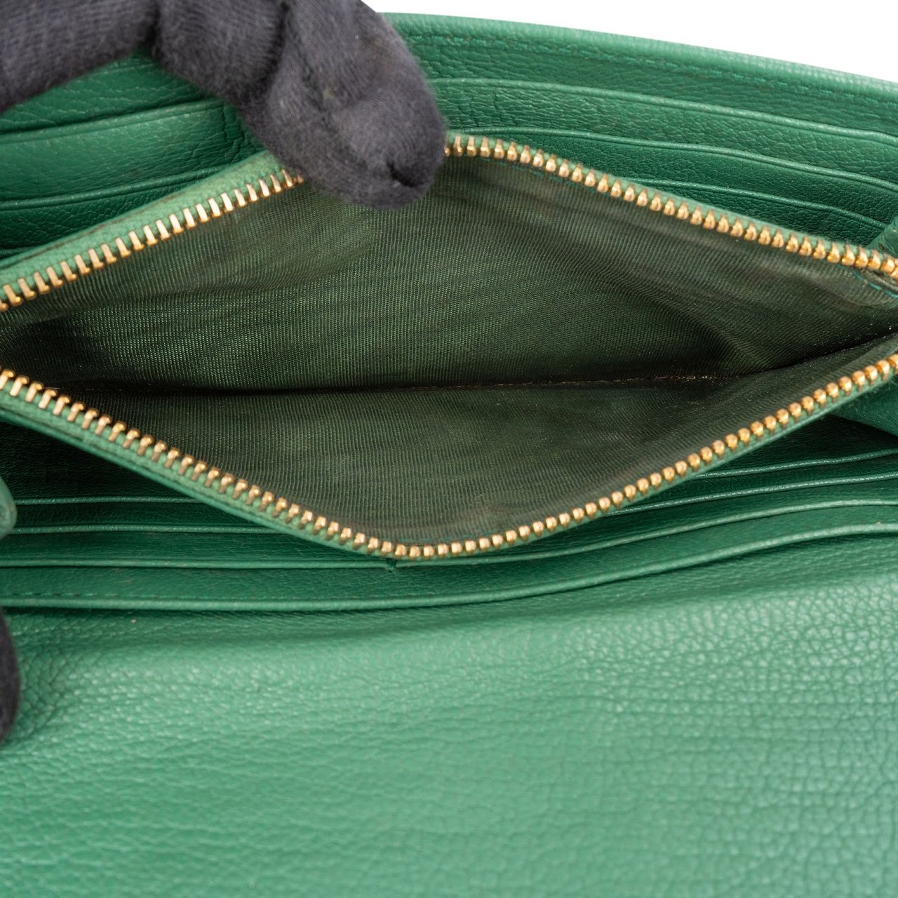 Miu Miu Green Leather Continental Wallet Groen