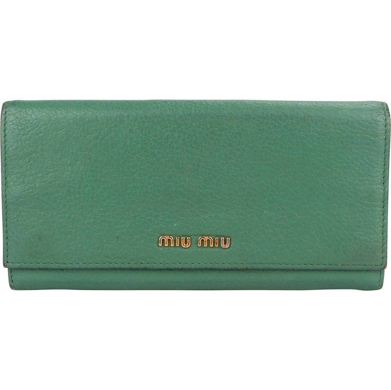 Miu Miu Green Leather Continental Wallet Groen