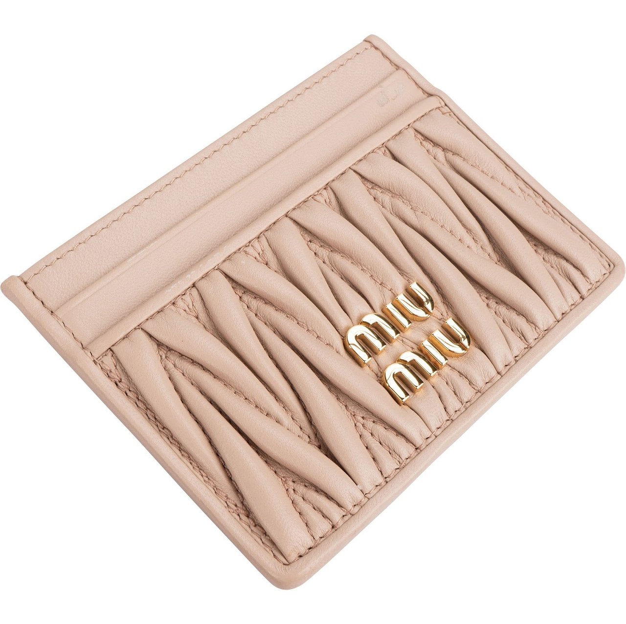 Miu Miu Miu Miu Nappa Leather Matelassé Card Holder Rood