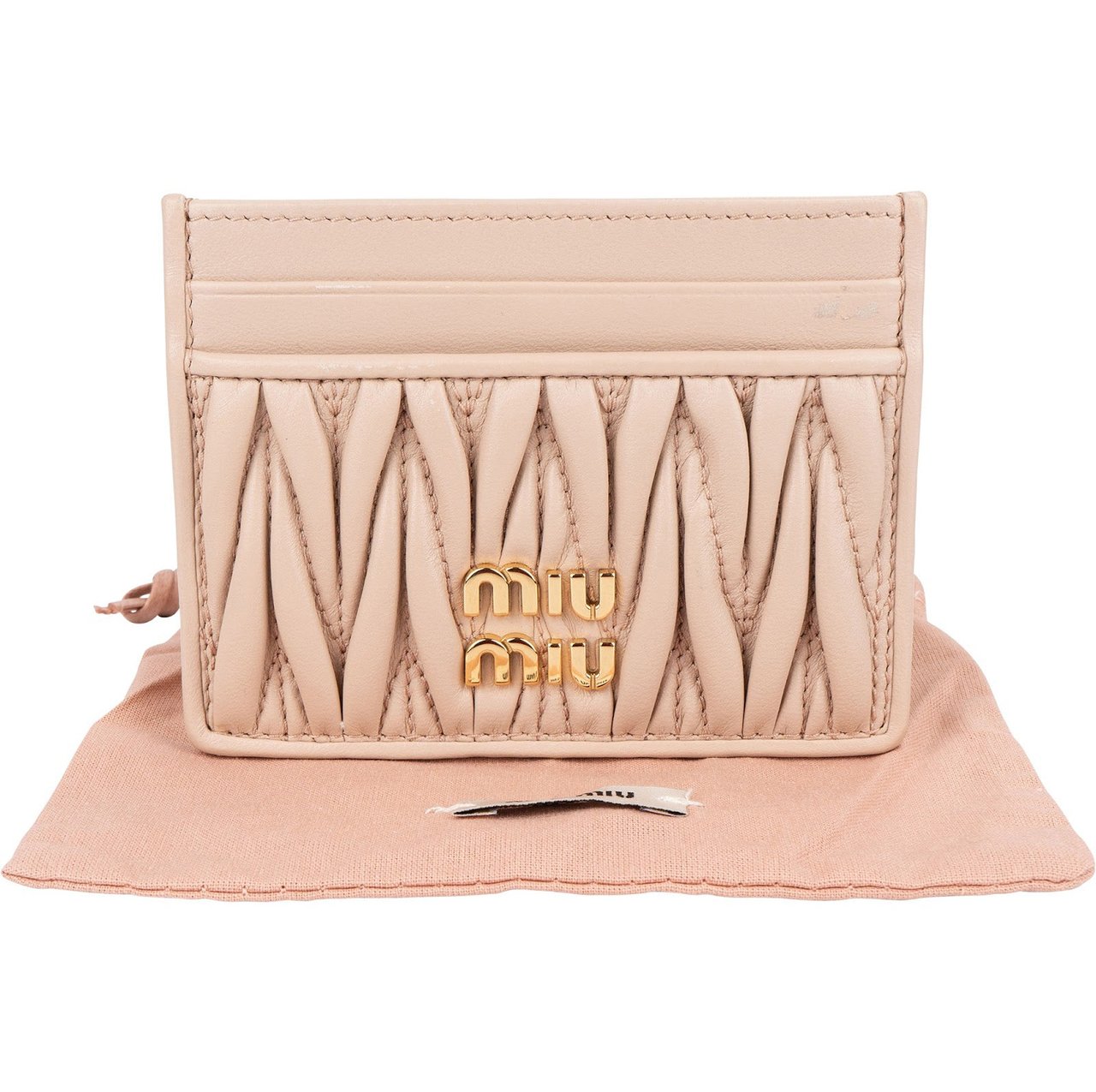 Miu Miu Miu Miu Nappa Leather Matelassé Card Holder Rood