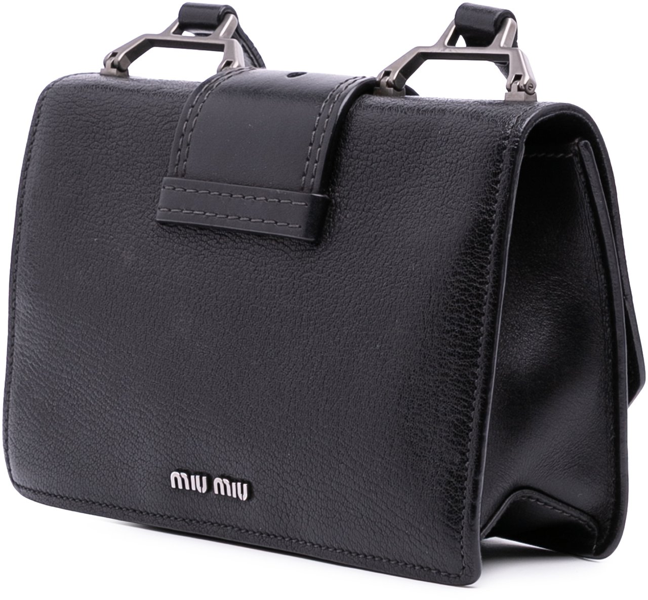 Miu Miu Goatskin Madras Soft Calf Crystal Embellished Crossbody Zwart