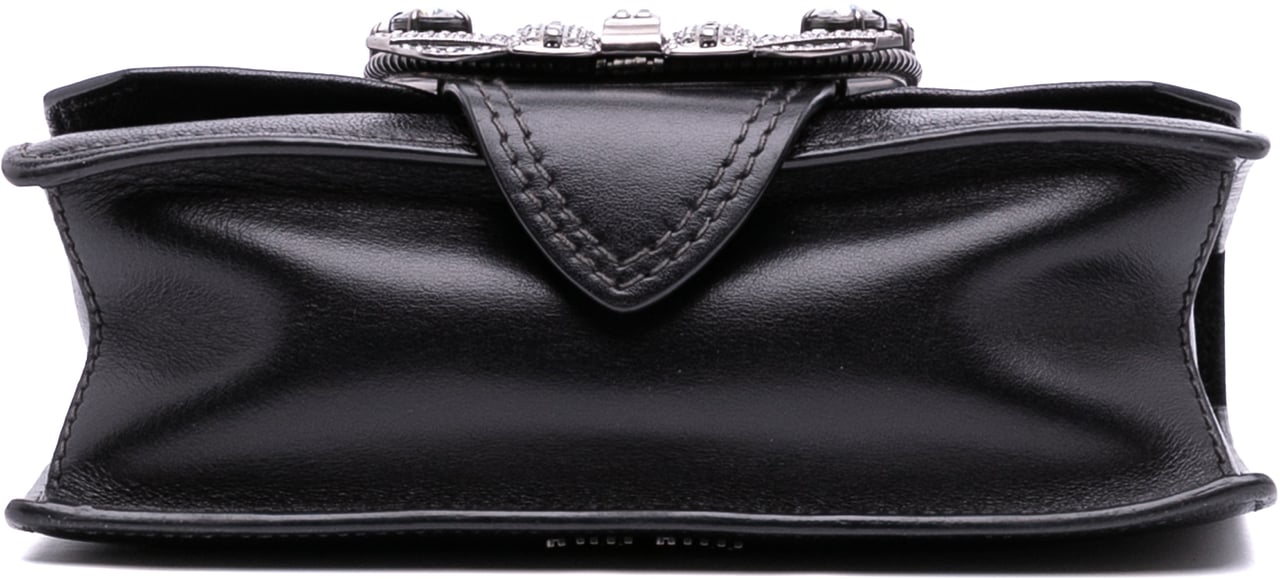 Miu Miu Goatskin Madras Soft Calf Crystal Embellished Crossbody Zwart