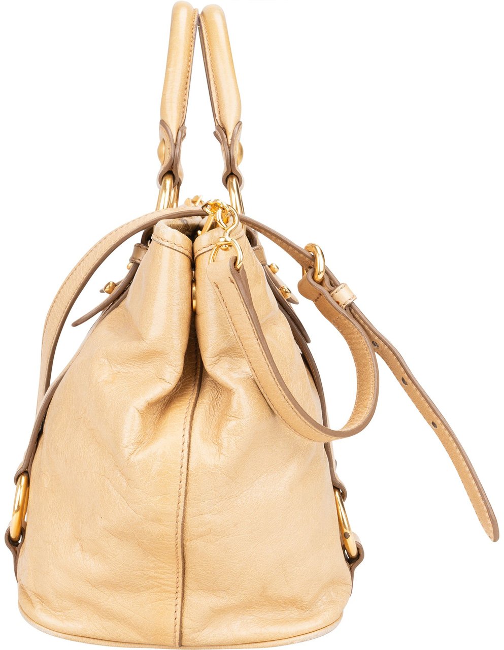 Miu Miu Classic Leather City Handbag Beige