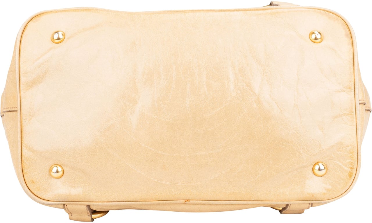 Miu Miu Classic Leather City Handbag Beige