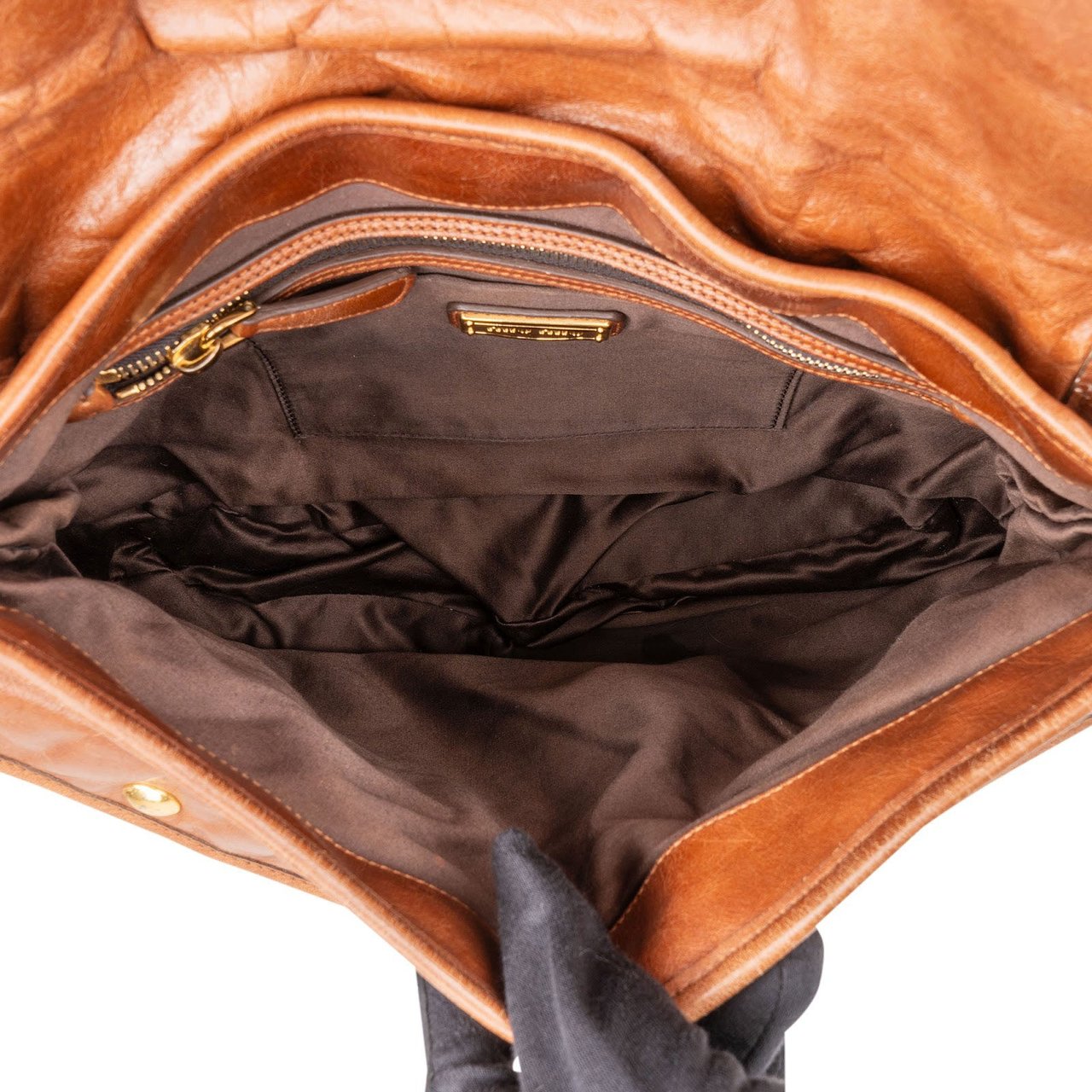 Miu Miu Miu Miu Vitello Quilted Leather City Handbag Bruin