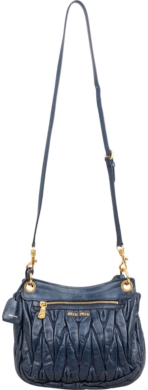 Miu Miu Miu Miu Vitello Quilted Leather Small City Handbag Blauw