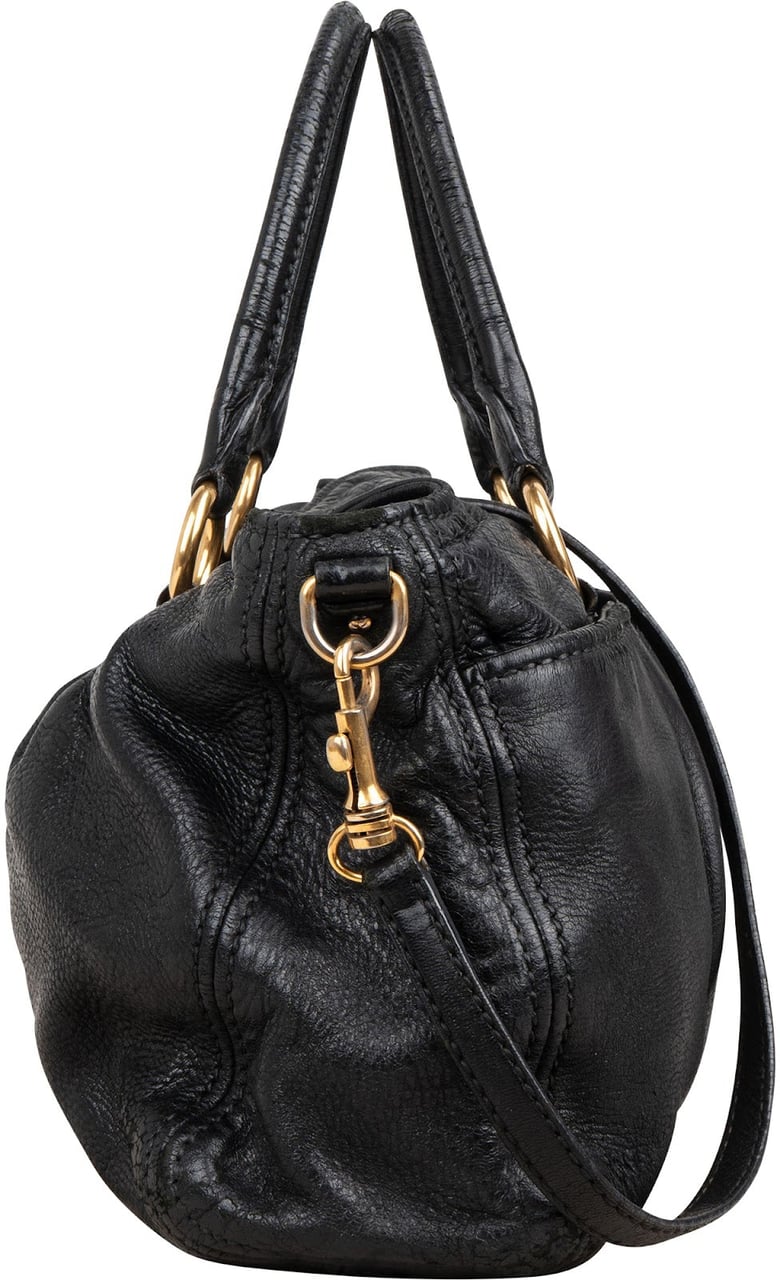 Miu Miu Miu Miu Vitelo Daino Turnlock Coffer Satchel Handbag Zwart