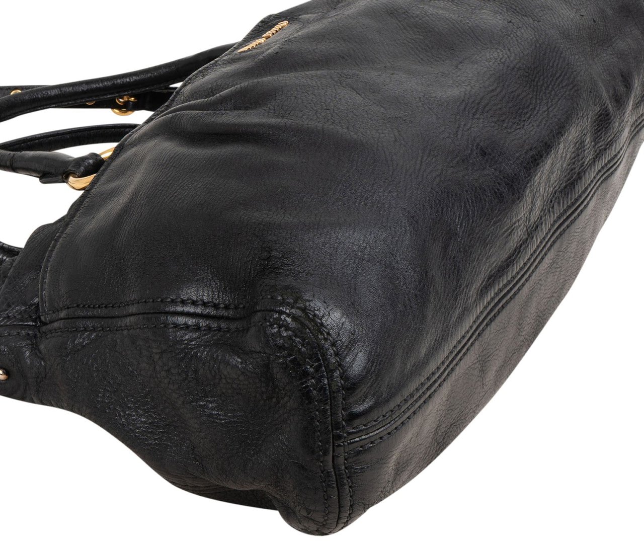 Miu Miu Miu Miu Vitelo Daino Turnlock Coffer Satchel Handbag Zwart