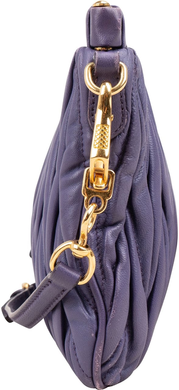 Miu Miu Miu Miu Matelassé Nappa Leather Clutch Crossbody Bag Paars