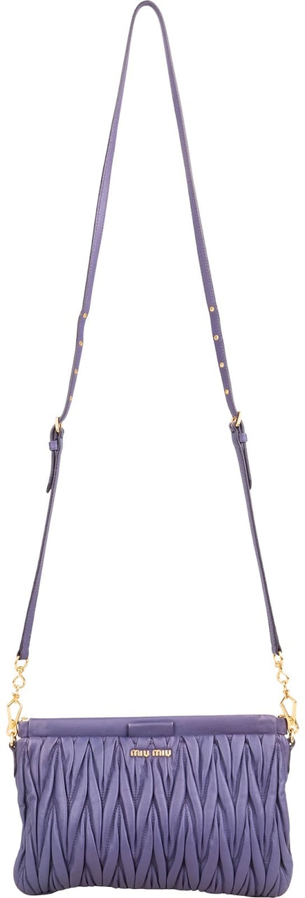 Miu Miu Miu Miu Matelassé Nappa Leather Clutch Crossbody Bag Paars