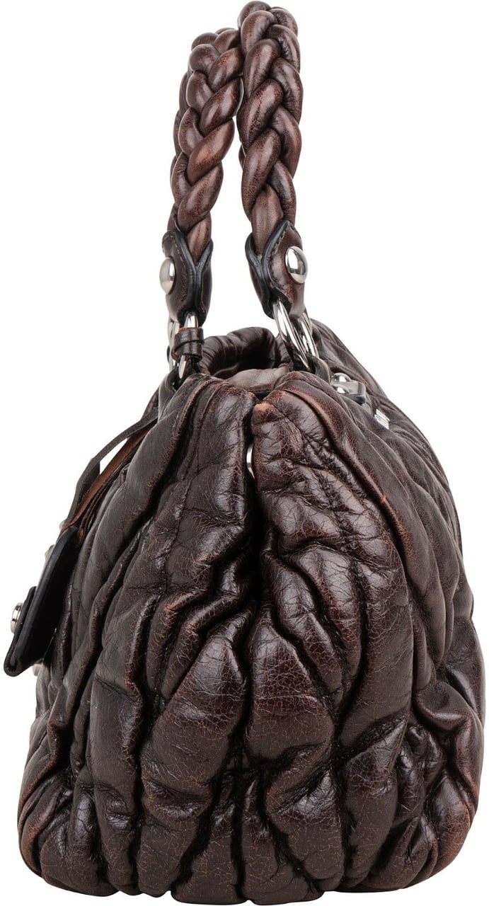 Miu Miu Miu Miu Matelassé Leather Coffer Handbag Bruin