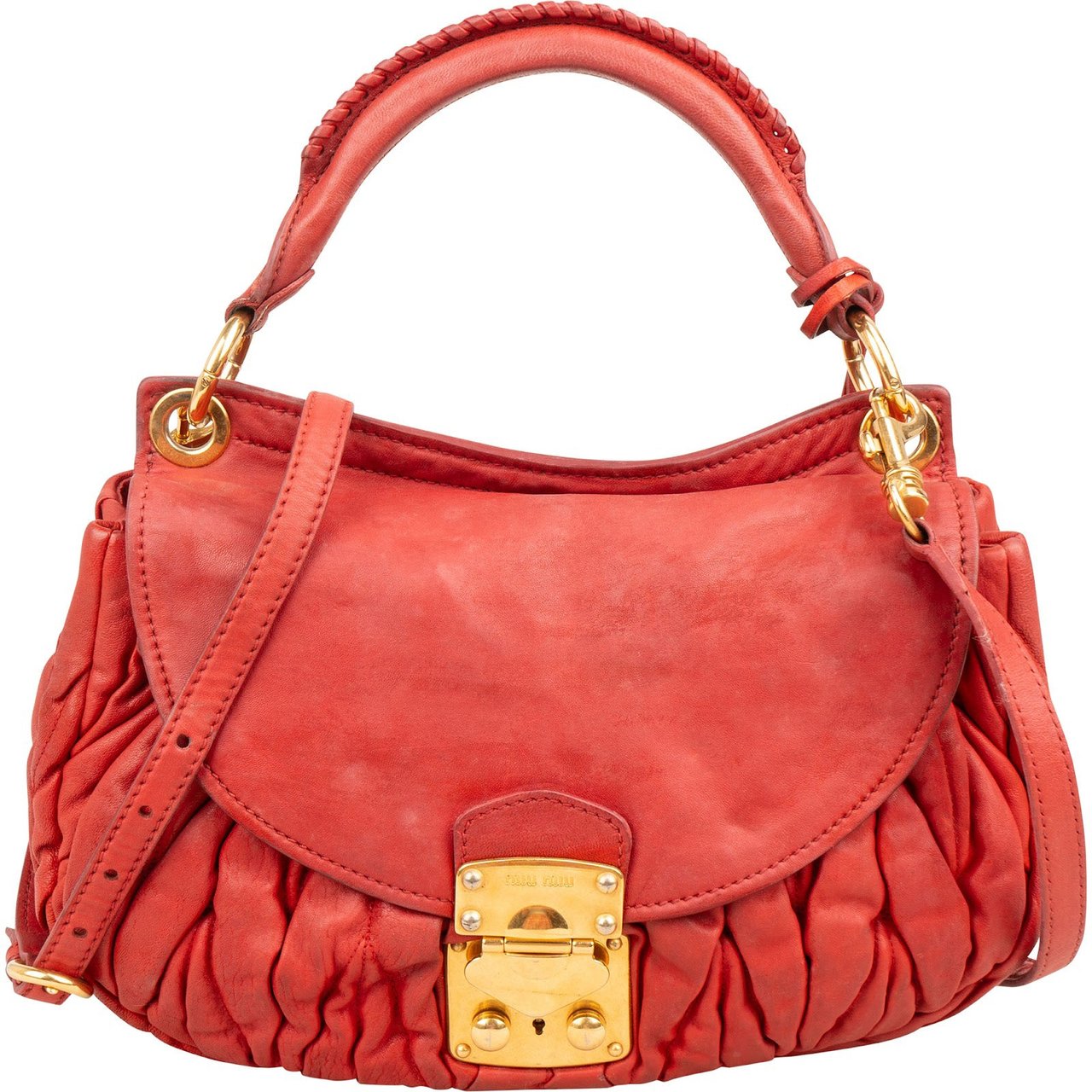 Miu Miu Miu Miu Matelassé Leather Coffer Handbag Rood