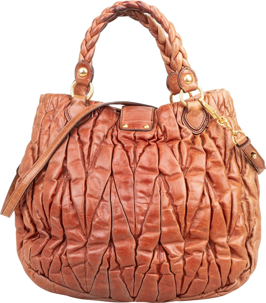 Miu Miu Miu Miu Matelassé Leather Coffer Handbag Bruin