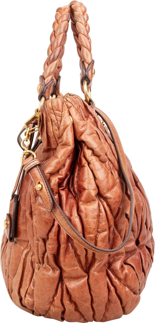 Miu Miu Miu Miu Matelassé Leather Coffer Handbag Bruin
