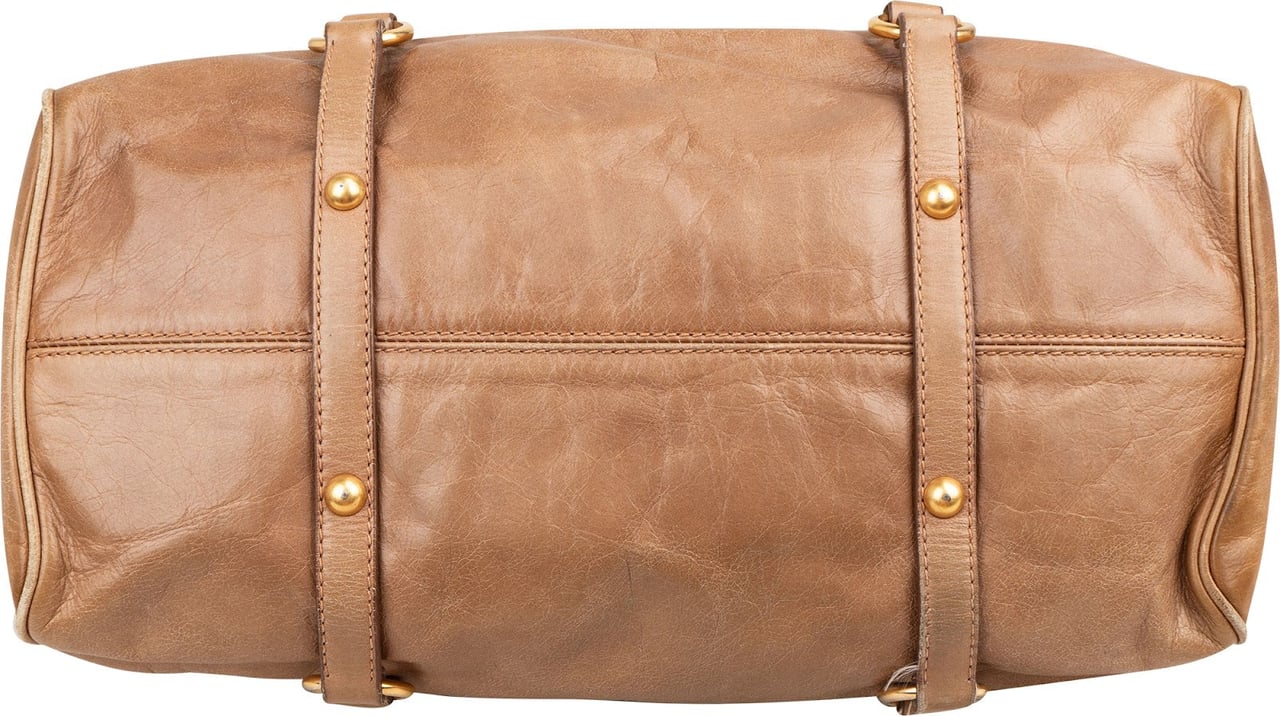 Miu Miu Vitello Lux Leather Bow Bag Handbag Bruin