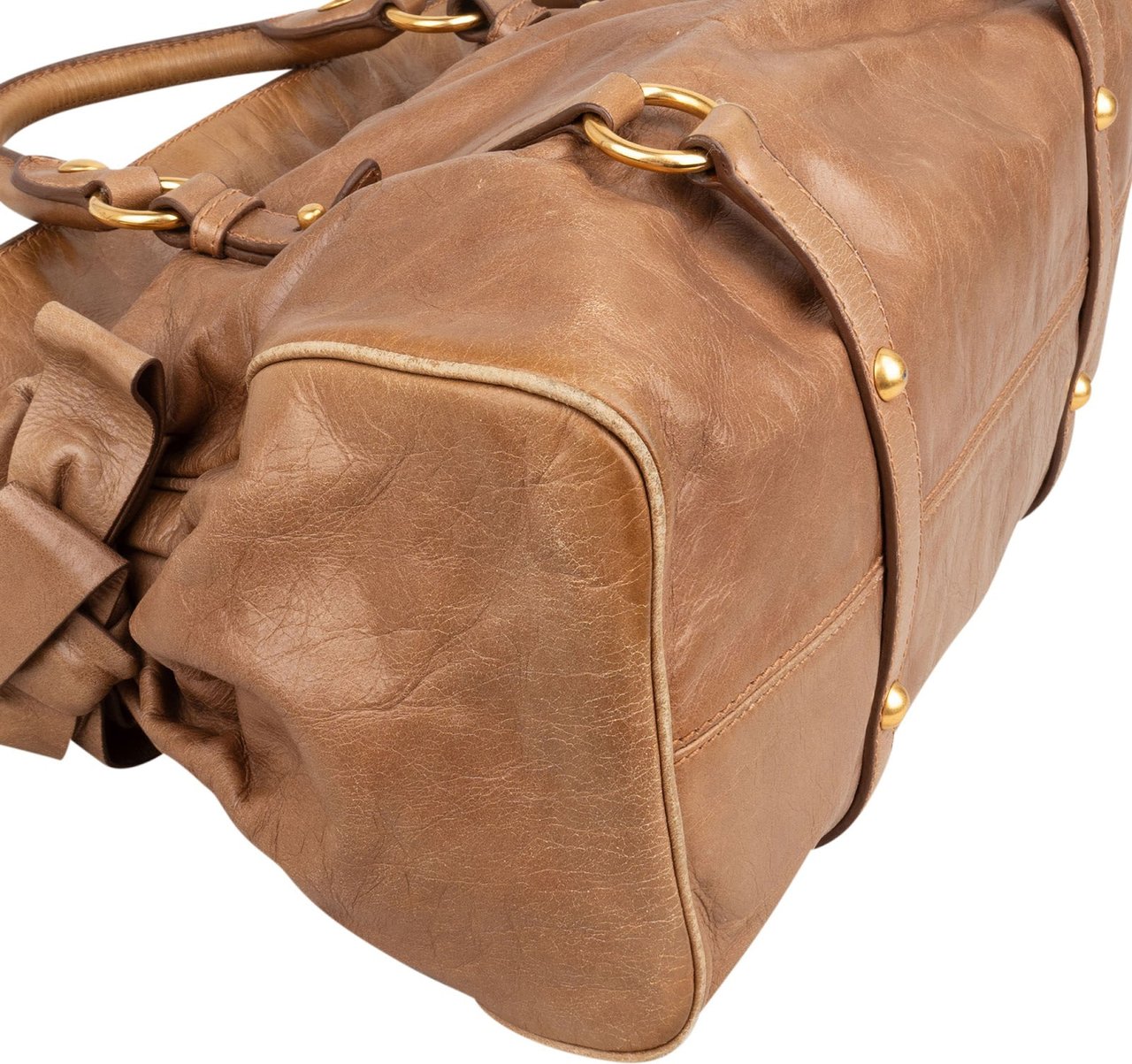 Miu Miu Vitello Lux Leather Bow Bag Handbag Bruin