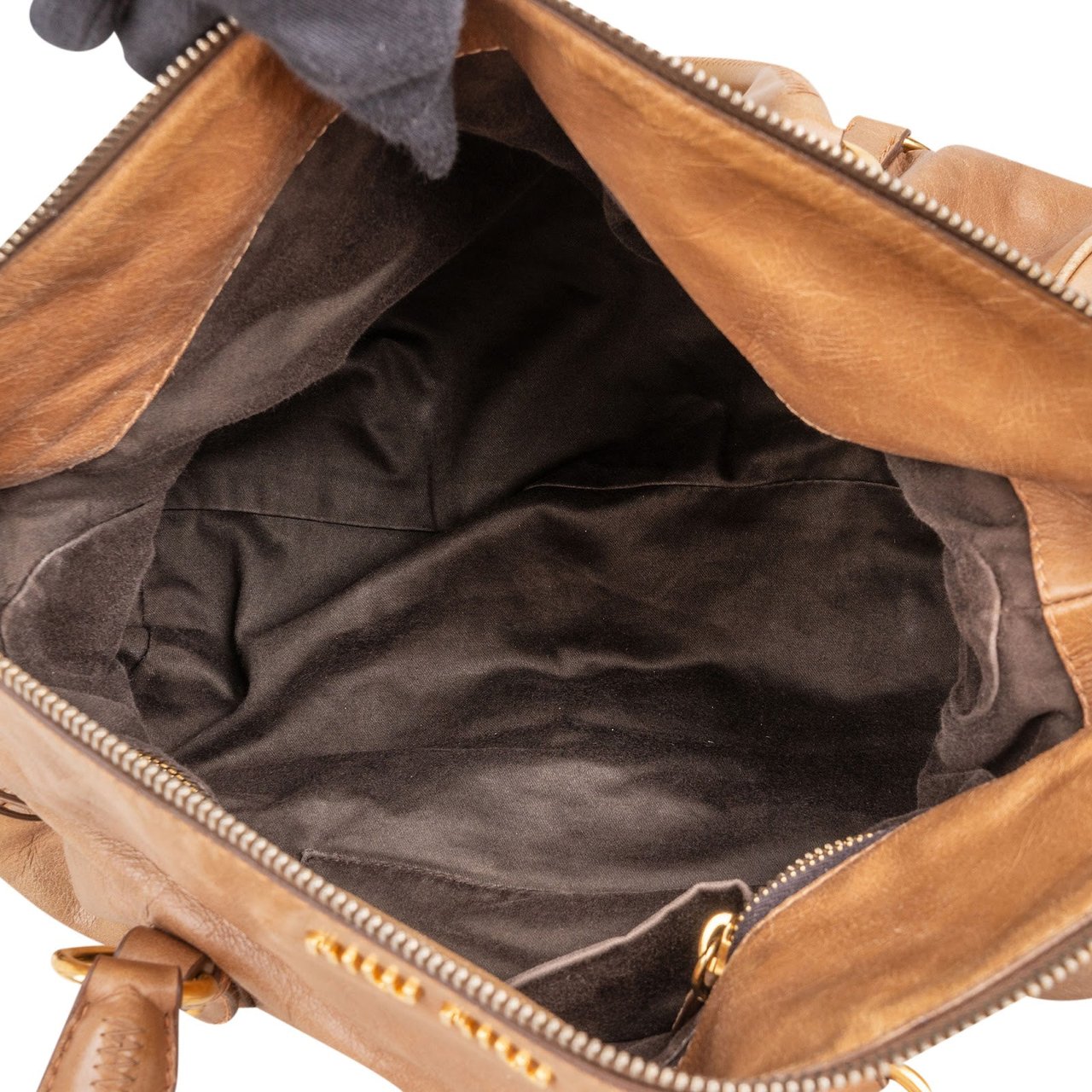 Miu Miu Vitello Lux Leather Bow Bag Handbag Bruin