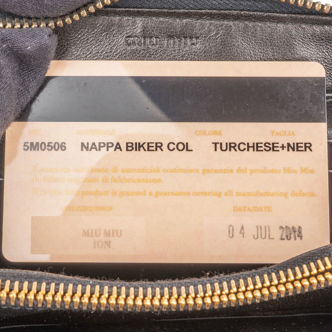 Miu Miu Quilted Nappa Leather Colorblock Biker Zip Around Wallet Zwart