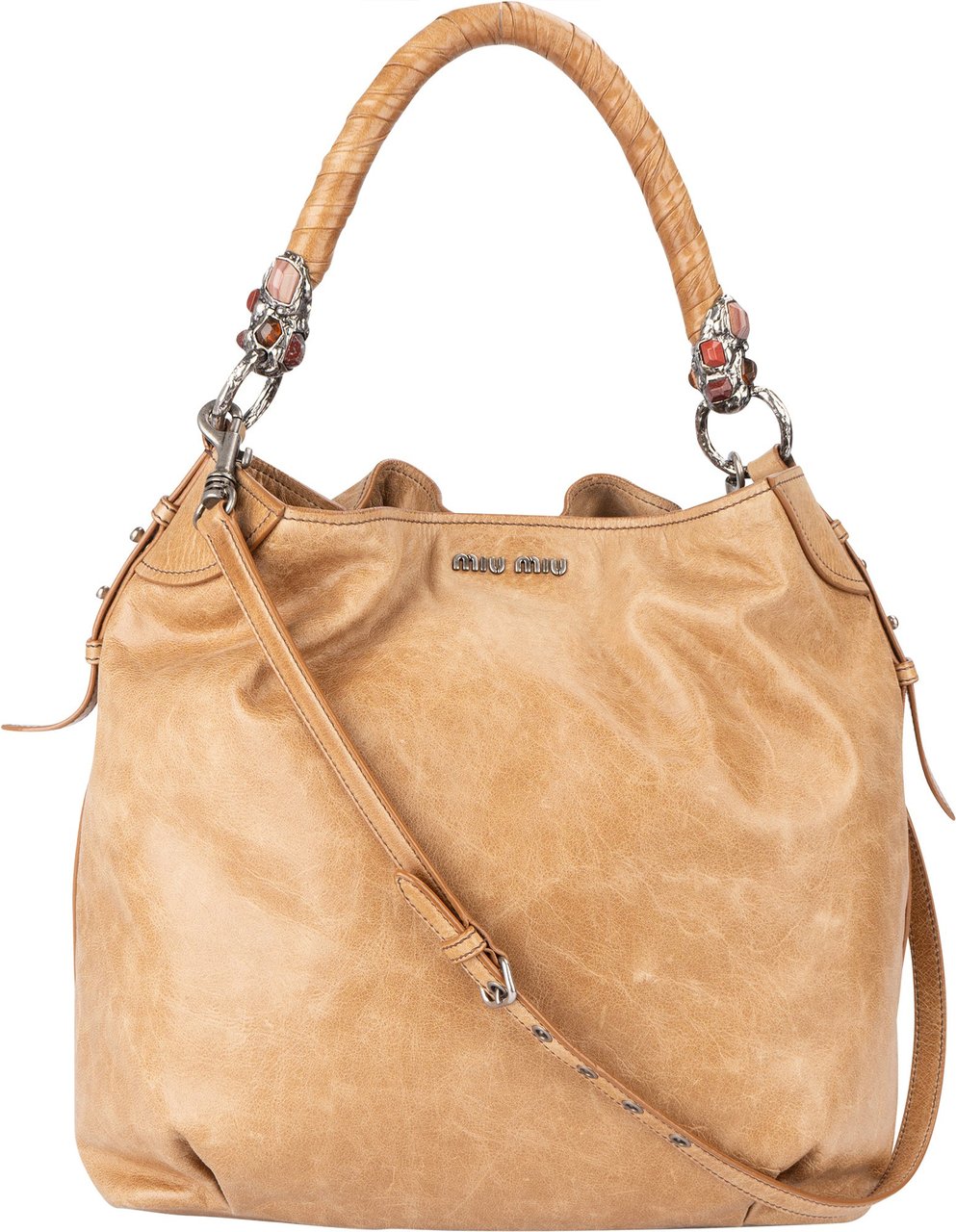 Miu Miu Miu Miu Leather Limited Crystal Handle Handbag Divers