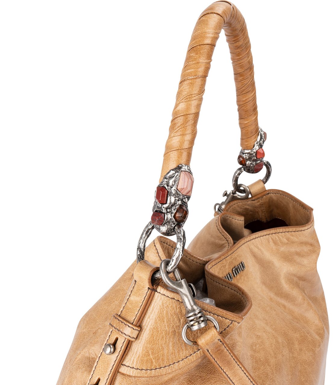 Miu Miu Miu Miu Leather Limited Crystal Handle Handbag Divers