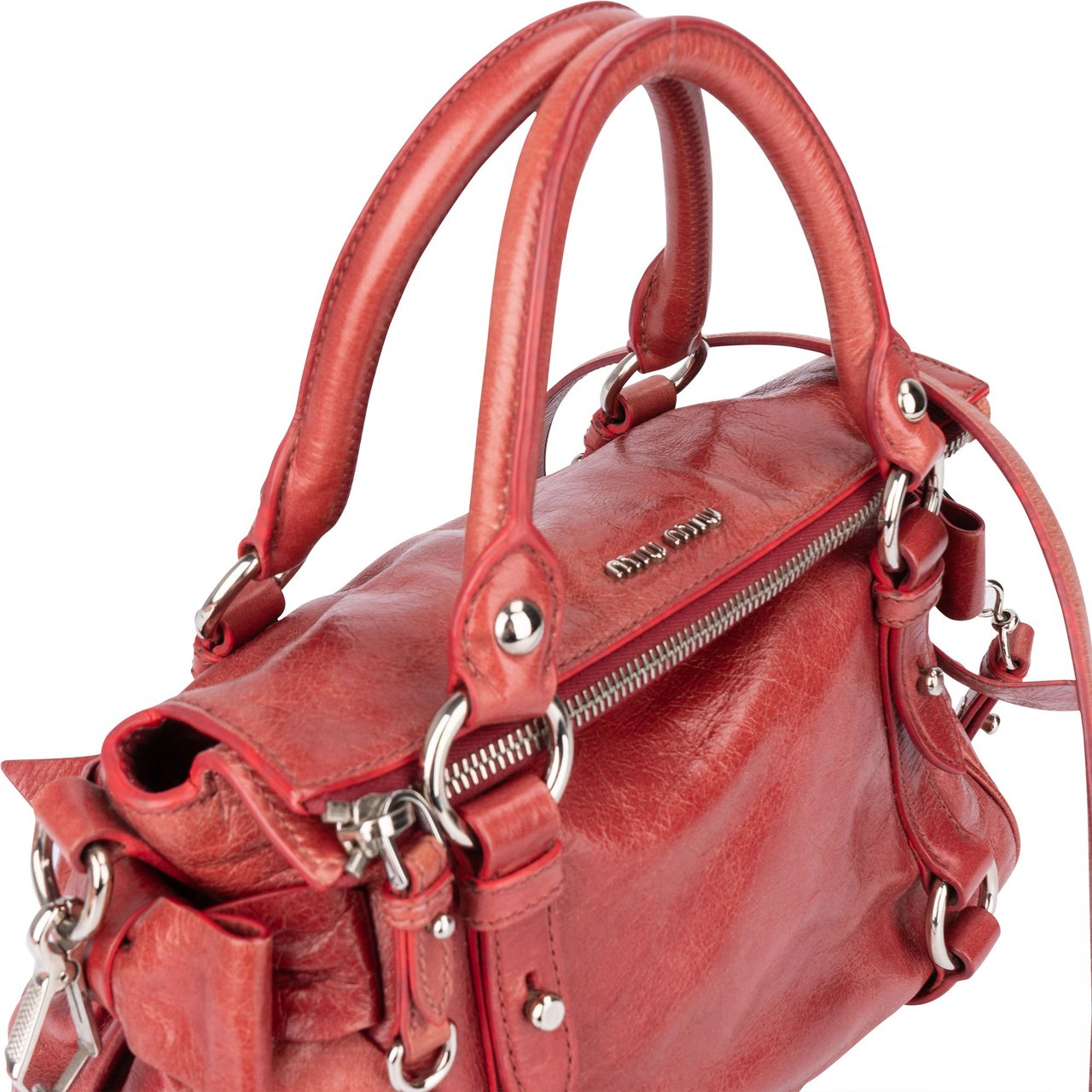 Miu Miu Miu Miu Red Leather Classic City Handbag Divers