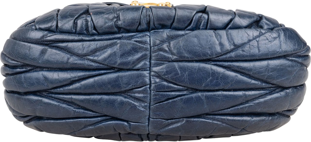 Miu Miu Matelassé Vitello Leather City Handbag Blauw