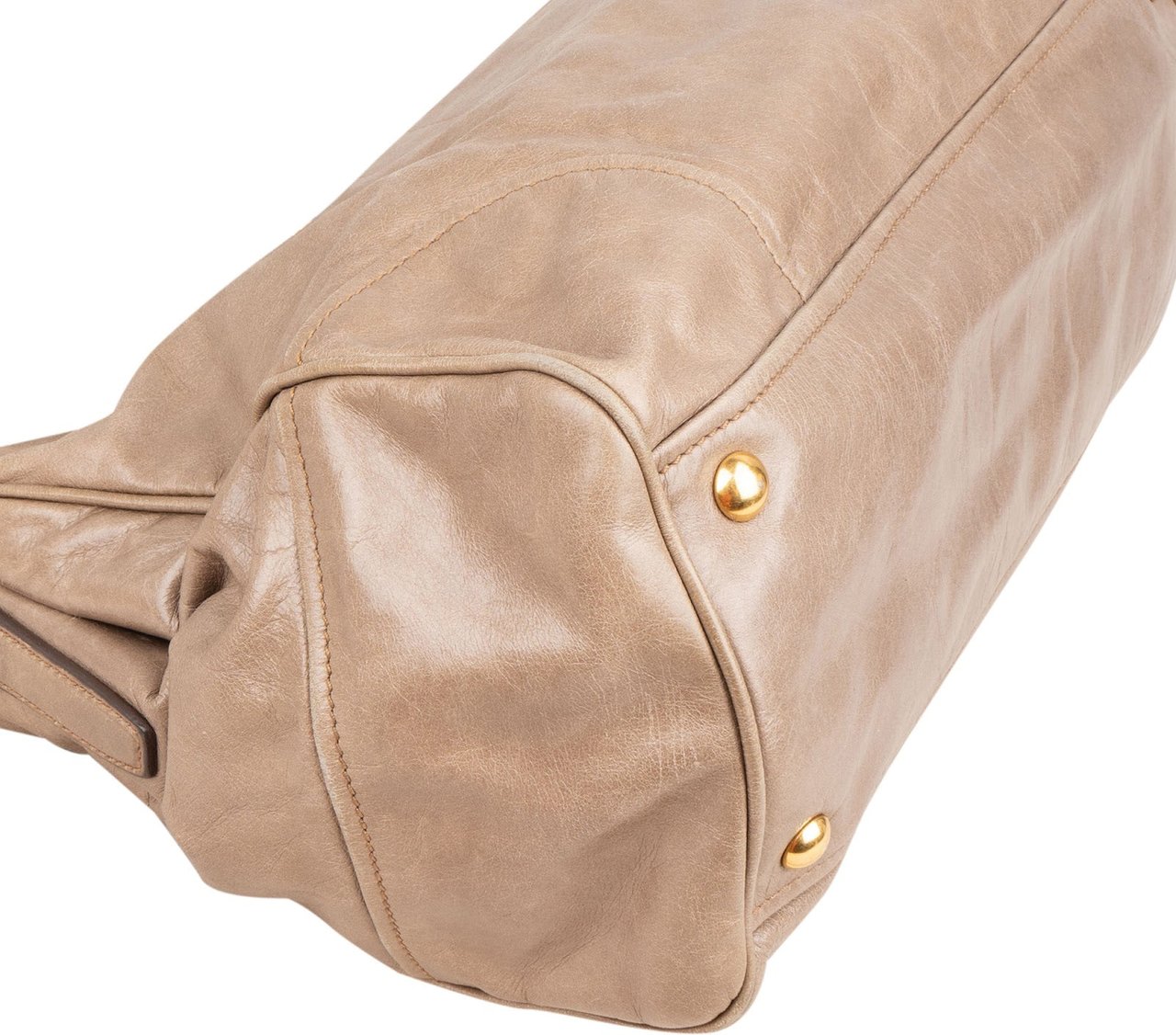 Miu Miu Vitello Shine Satchel Handbag Taupe