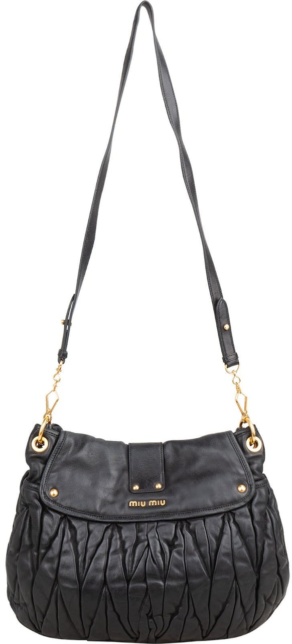 Miu Miu Nappa Matelassé Leather Coffer Handbag Zwart