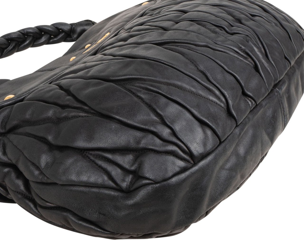 Miu Miu Nappa Matelassé Leather Coffer Handbag Zwart