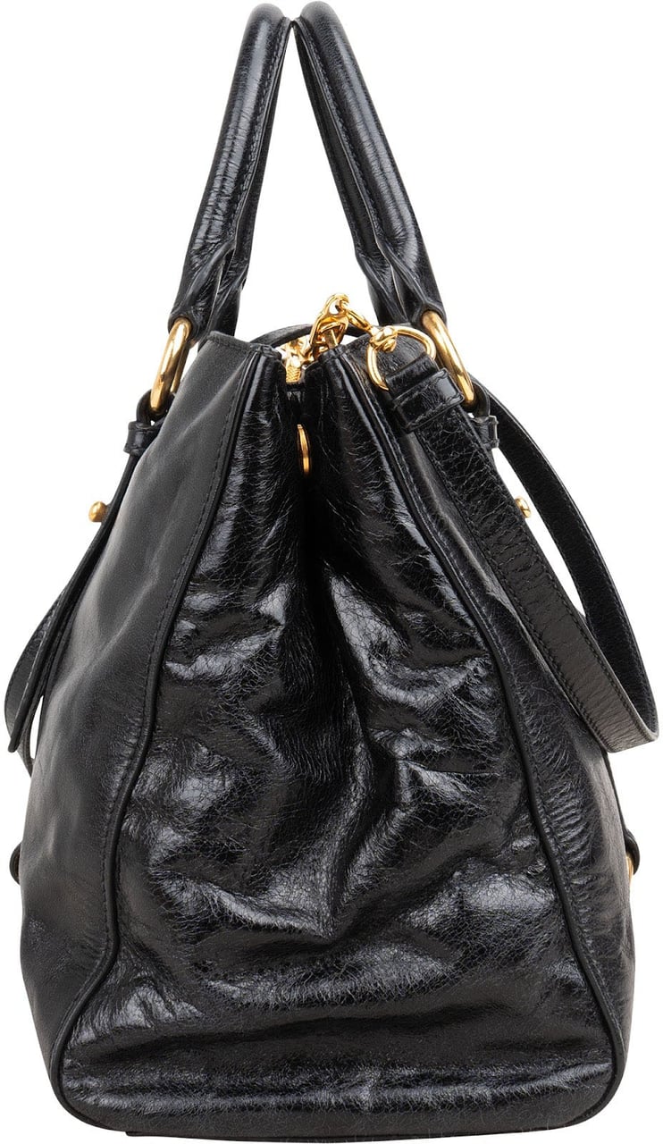 Miu Miu Vitello Lux Leather City Handbag Zwart