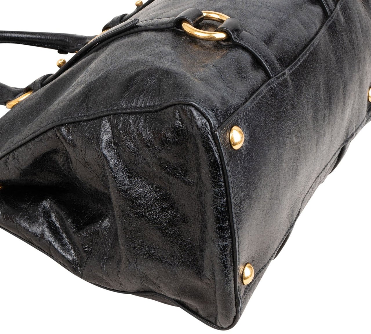 Miu Miu Vitello Lux Leather City Handbag Zwart