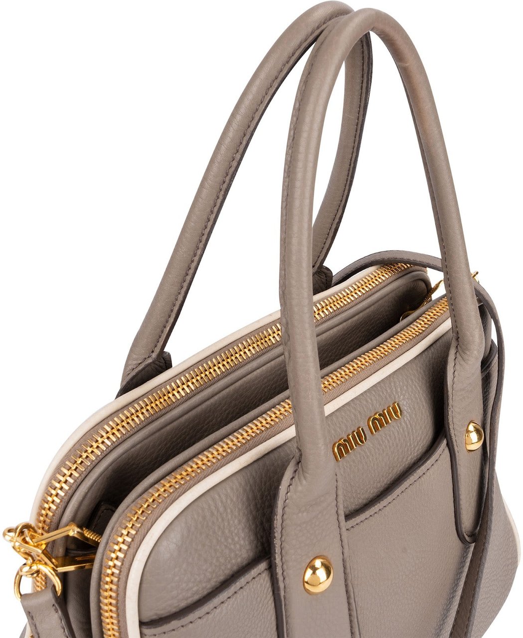 Miu Miu Vitello Daino Leather Bauletto Handbag Donkergrijs
