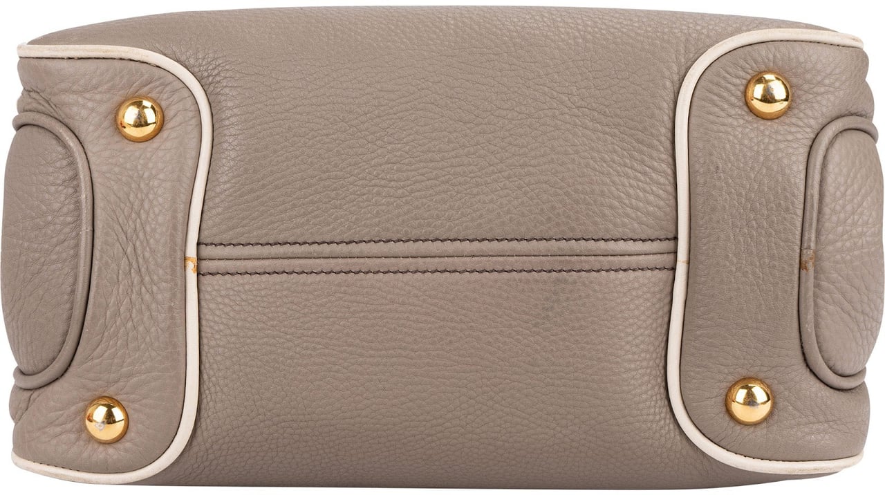 Miu Miu Vitello Daino Leather Bauletto Handbag Donkergrijs