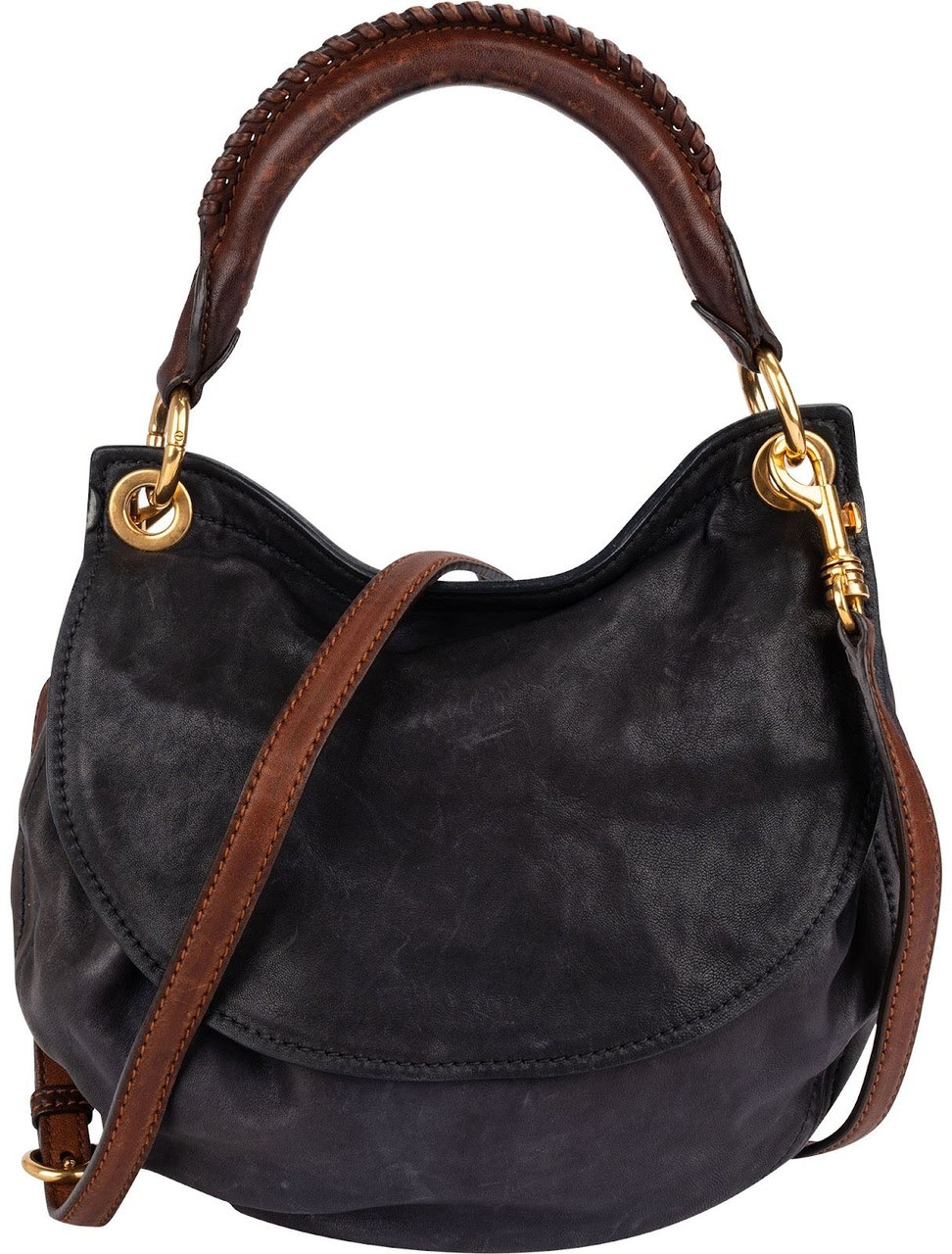 Miu Miu Vitello Lux Hobo Handbag Zwart