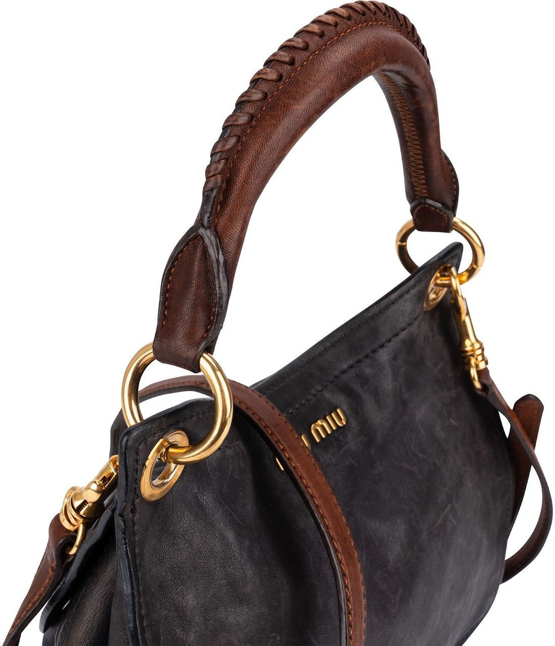 Miu Miu Vitello Lux Hobo Handbag Zwart