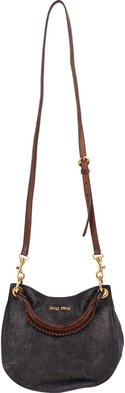 Miu Miu Vitello Lux Hobo Handbag Zwart