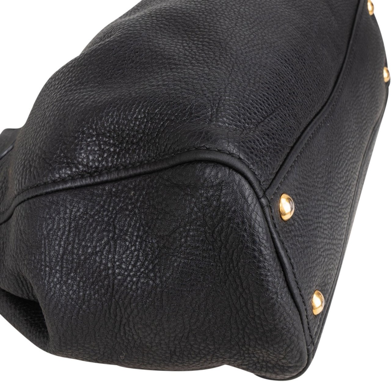 Miu Miu Vitello Daino Leather Tote Hobo Handbag Zwart