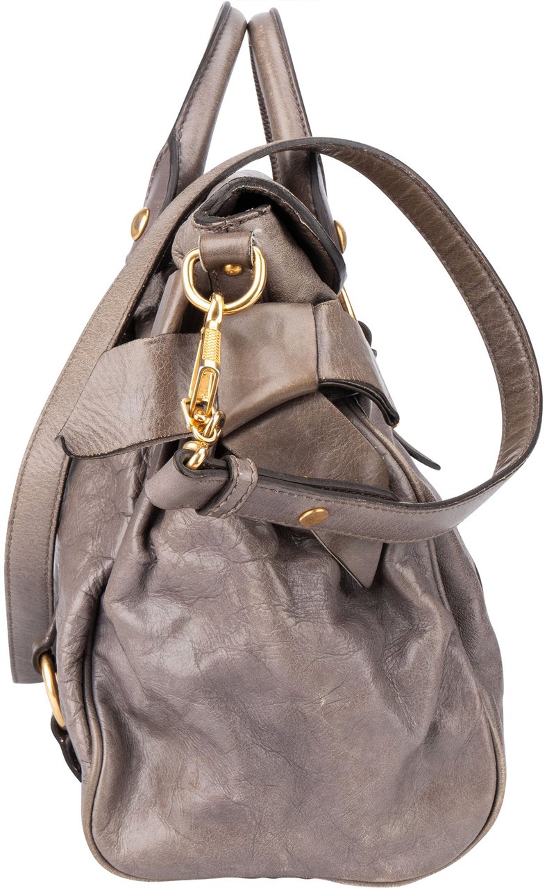 Miu Miu Miu Miu Grey Leather Lock Handbag Divers