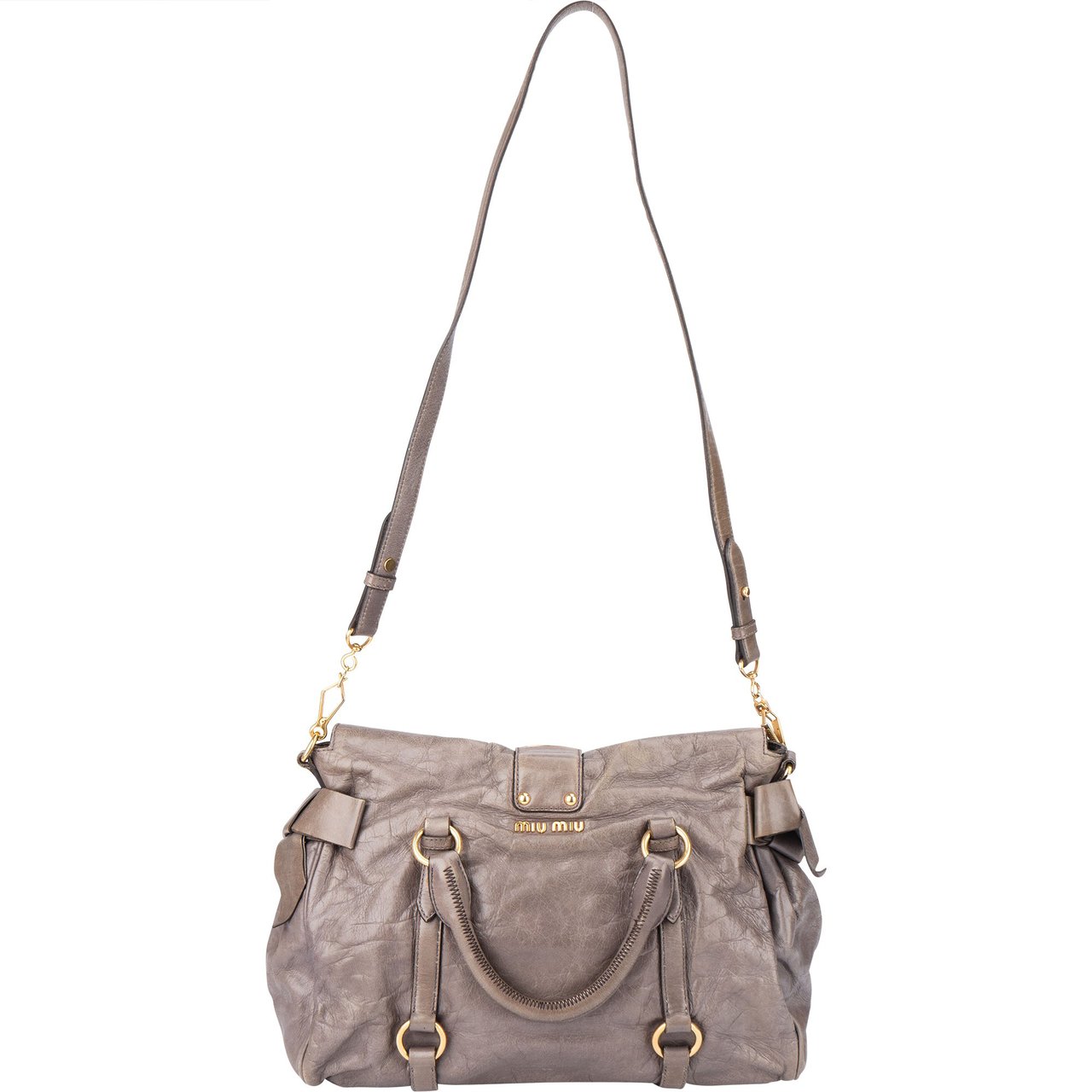 Miu Miu Miu Miu Grey Leather Lock Handbag Divers