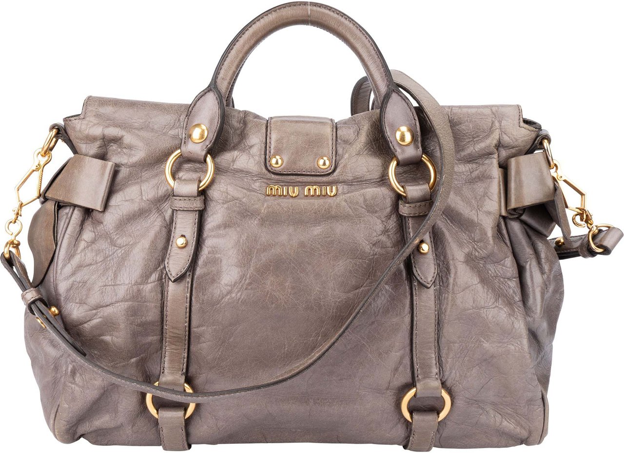 Miu Miu Miu Miu Grey Leather Lock Handbag Divers