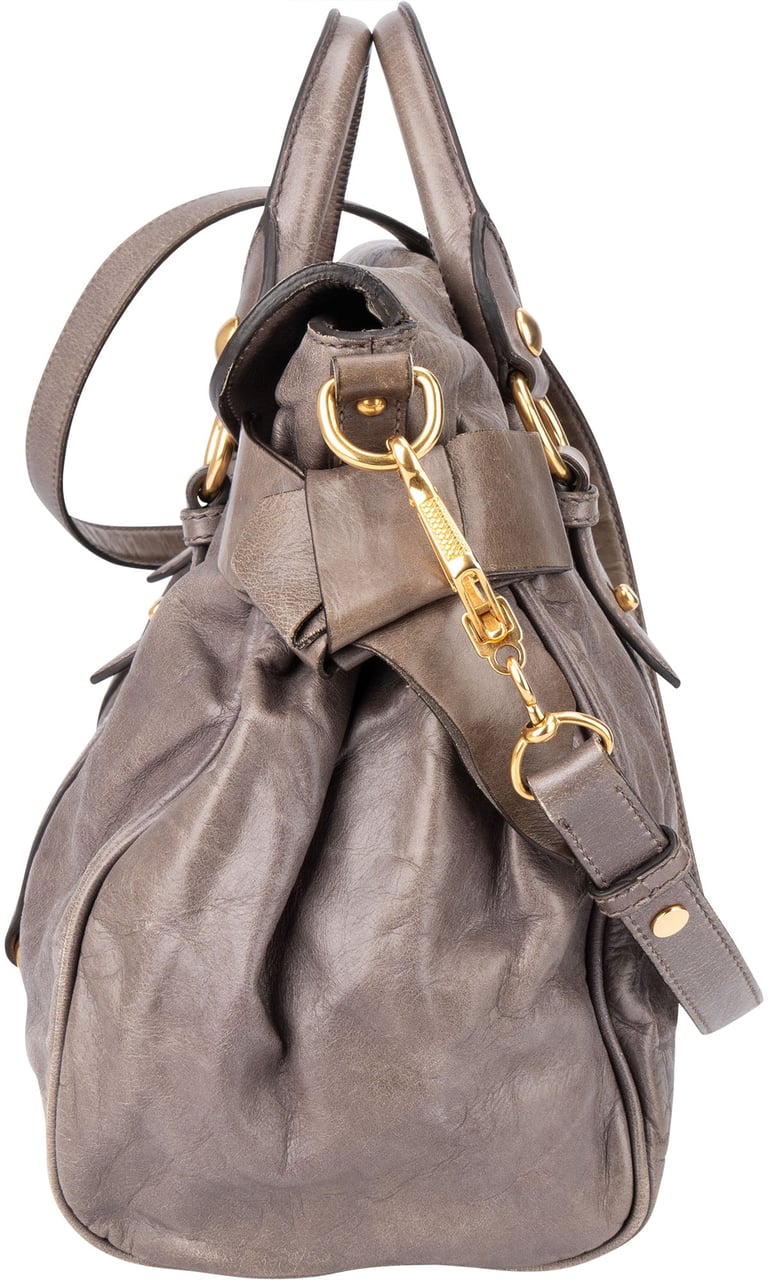 Miu Miu Miu Miu Grey Leather Lock Handbag Divers