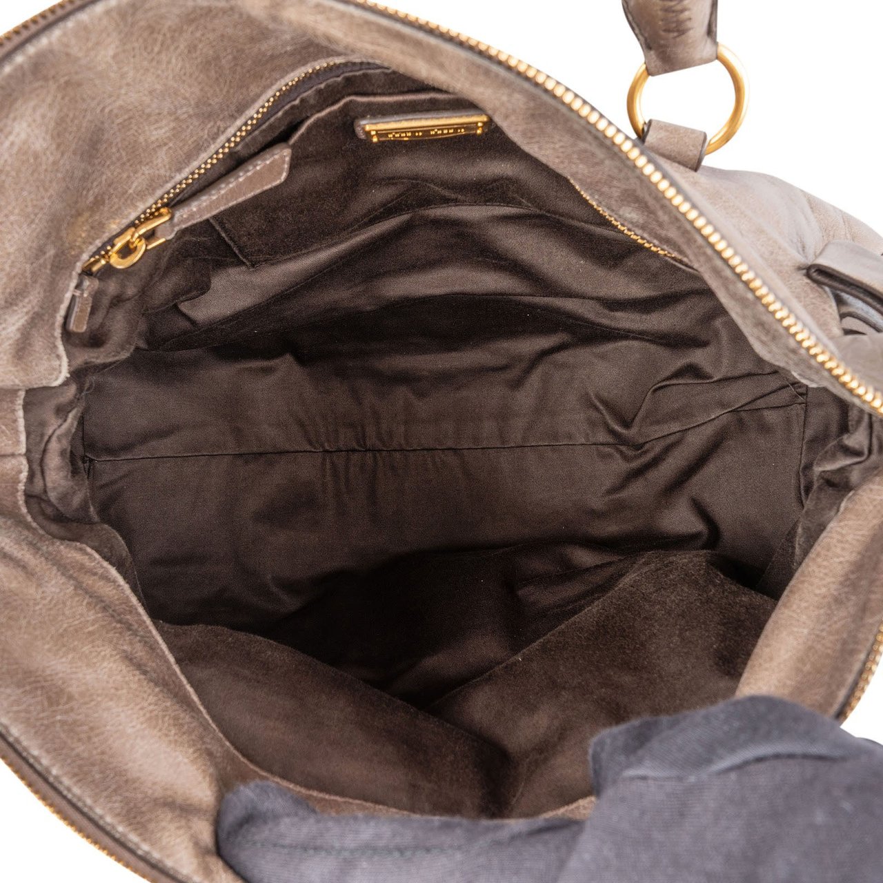 Miu Miu Vitello Lux Leather Bow Handbag Neutraal