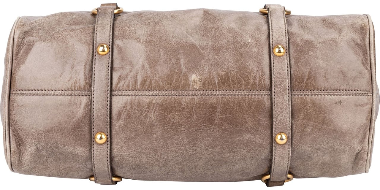 Miu Miu Vitello Lux Leather Bow Handbag Neutraal